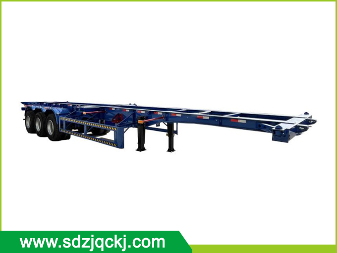 Three axle straight beam skeleton semi-trailer